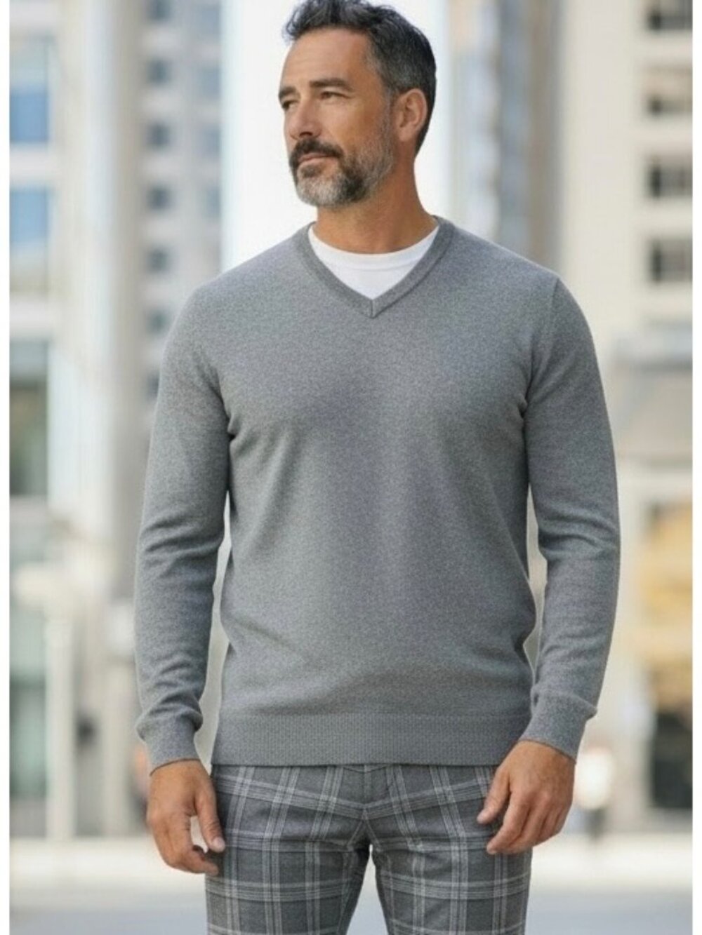 Brooks Brothers 3-Ply Cashmere V-Neck Sweater XL Gray Fall Quiet Luxury